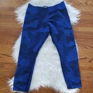 Blue and Black Nike Crop Leggings